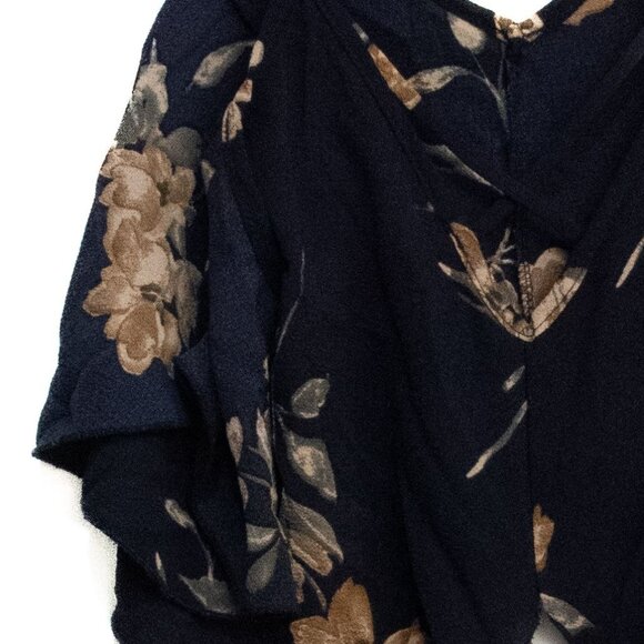 Windsor Teens Floral Knot Hem Sleeveless Top V-Neck Navy & Brown Size M - Picture 3 of 8